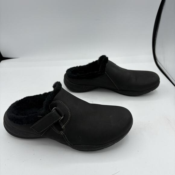 CLARKS Mule Clogs Womens Size 7 Roseville Black Lined Slipper Slip On - Picture 8 of 10